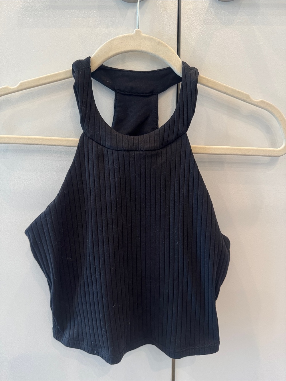 ALO Yoga Black Ribbed Halter Crop Tank